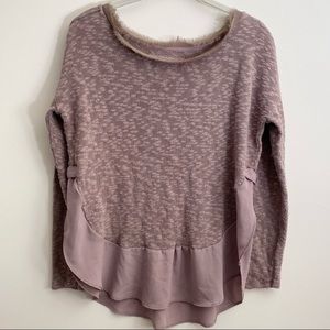 Anthropologie Deletta Taupe Mixed Media Sweater